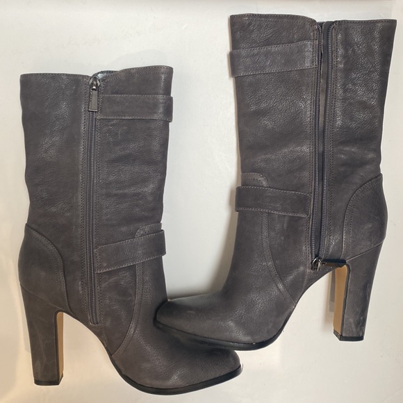 Vince Camuto New! Boots Callison Heeled Grey with Black Metal Buckles Davys Gray - Picture 4 of 16